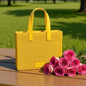 🌻Lancôme Yellow Studded Cosmetic Tote Bag - Brand New🌻